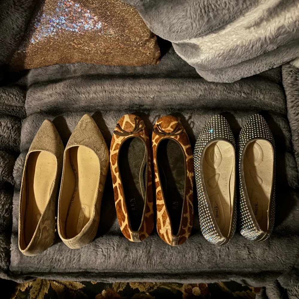 RALP LAUREN , SHOE BUNDLE, 3 pair BEAUTIFUL DRESS FLATS.